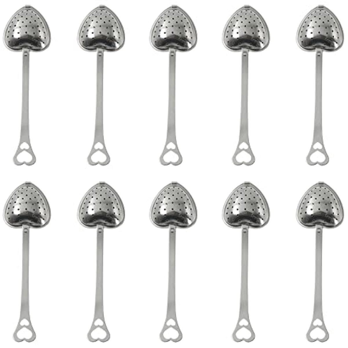 ST TRADİNG Theezeeffilter set - 10 hartvormige roestvrijstalen infusers met handvat