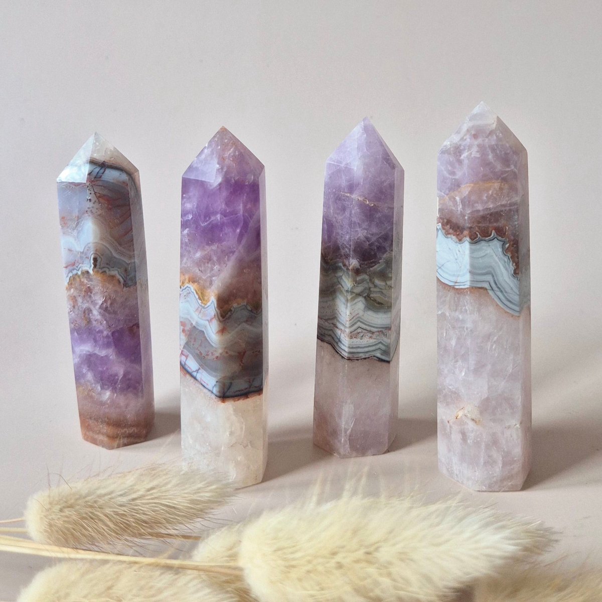Amethist Agaat Toren 7–9 cm | Spirituele Edelsteen