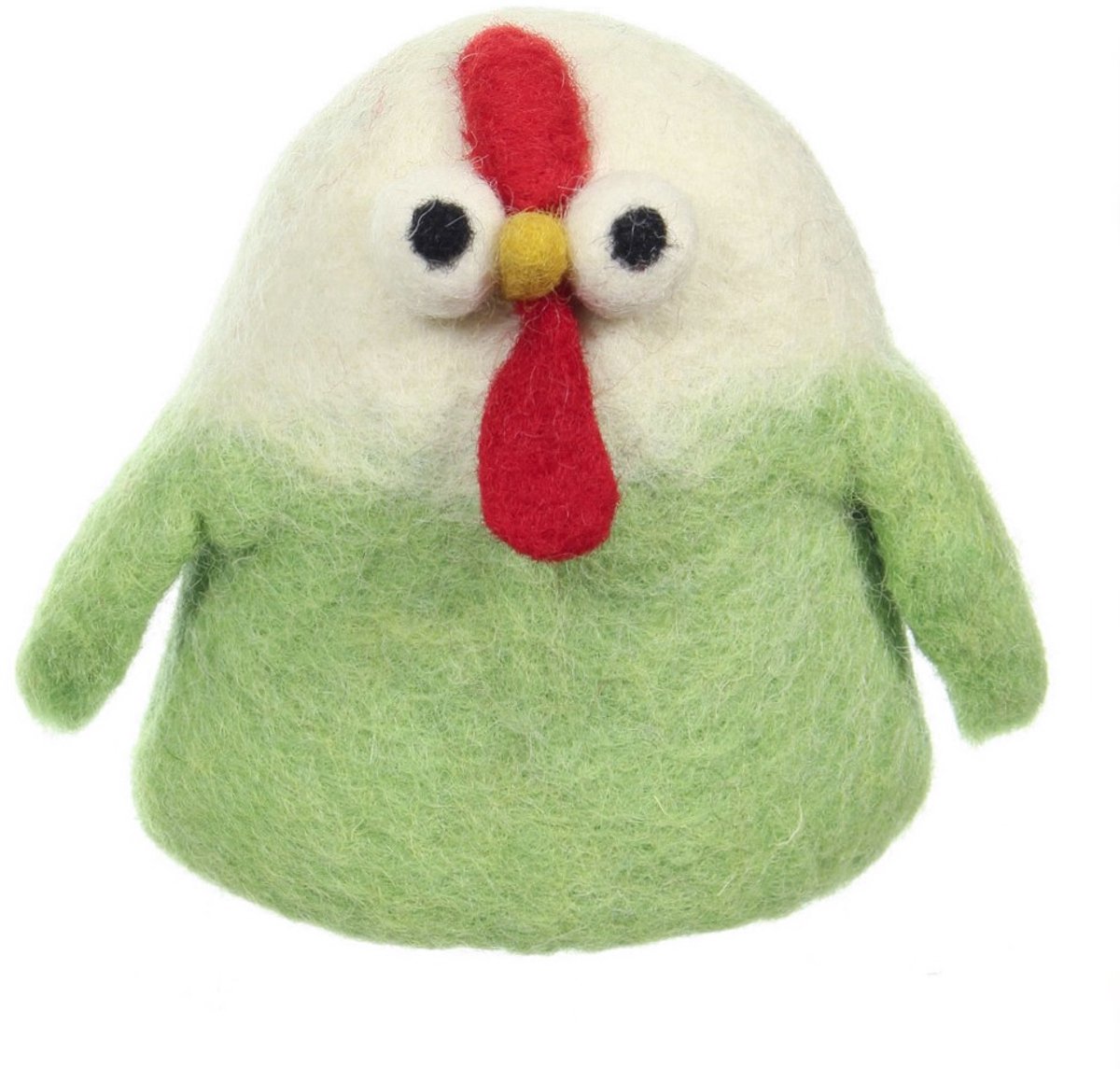 Eiwarmer van vilt - tafeldecoratie Gekke Kip wit-groen