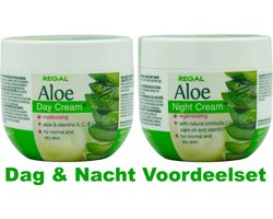 Regal Aloe Dagcrème + Nachtcrème Set – Hydraterende Gezichtsverzorging met Natuurlijke Aloë Vera & Vitaminen – voor Gevoelige, Normale & Droge Huid – 2 x 100ml