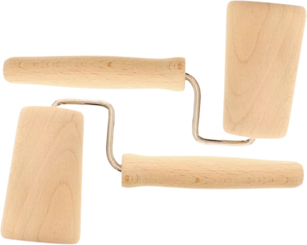 Deegroller Set - Bakplaat Rollers - Gelijkmatig Uitrollen - Conische Hoekvorm - Houtkleur