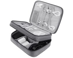 Cable Bag, Cable Storage Bag Electronics Bag Tech Pouch Travel Accessories, Travel Cable Storage Bag geschikt voor USB Hard Drive SSD Powerbank U Disk Ipad Headphone Storage (Grey)