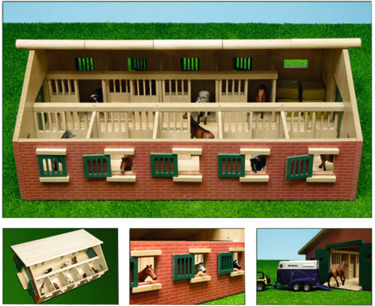 Kids Globe Paardenstal Hout 9 Paardenboxen 1:32
