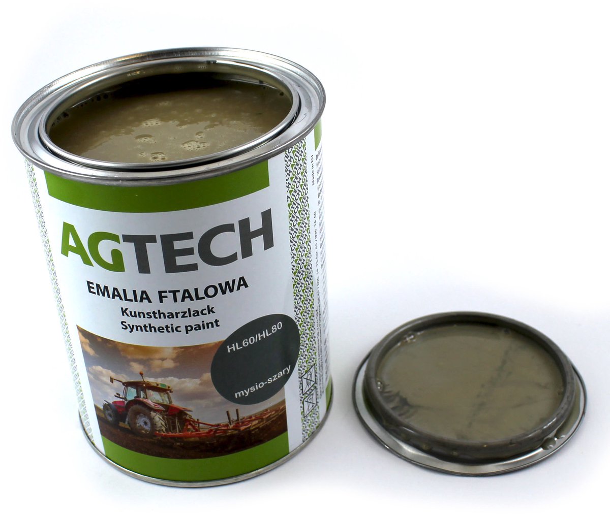 AGTECH HL-60 Serie - Mysio-szare Emalia - 0,8 l - Binnen en Buiten - Hoge Glans