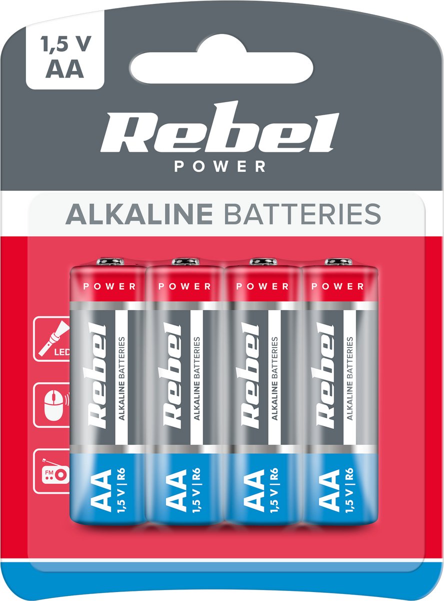 Rebel - Alkalinebatterij - AA - 1,5V - 4 stuks