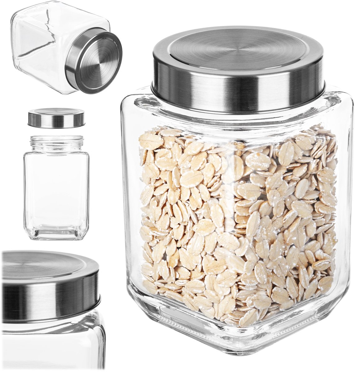 KADAX Voorraadpot, glazen container met deksel van kunststof, voedselcontainer van glas, voorraaddoos voor pasta, spaghetti, specerijen, weckpot, transparant, luchtdicht (700 ml, wit)