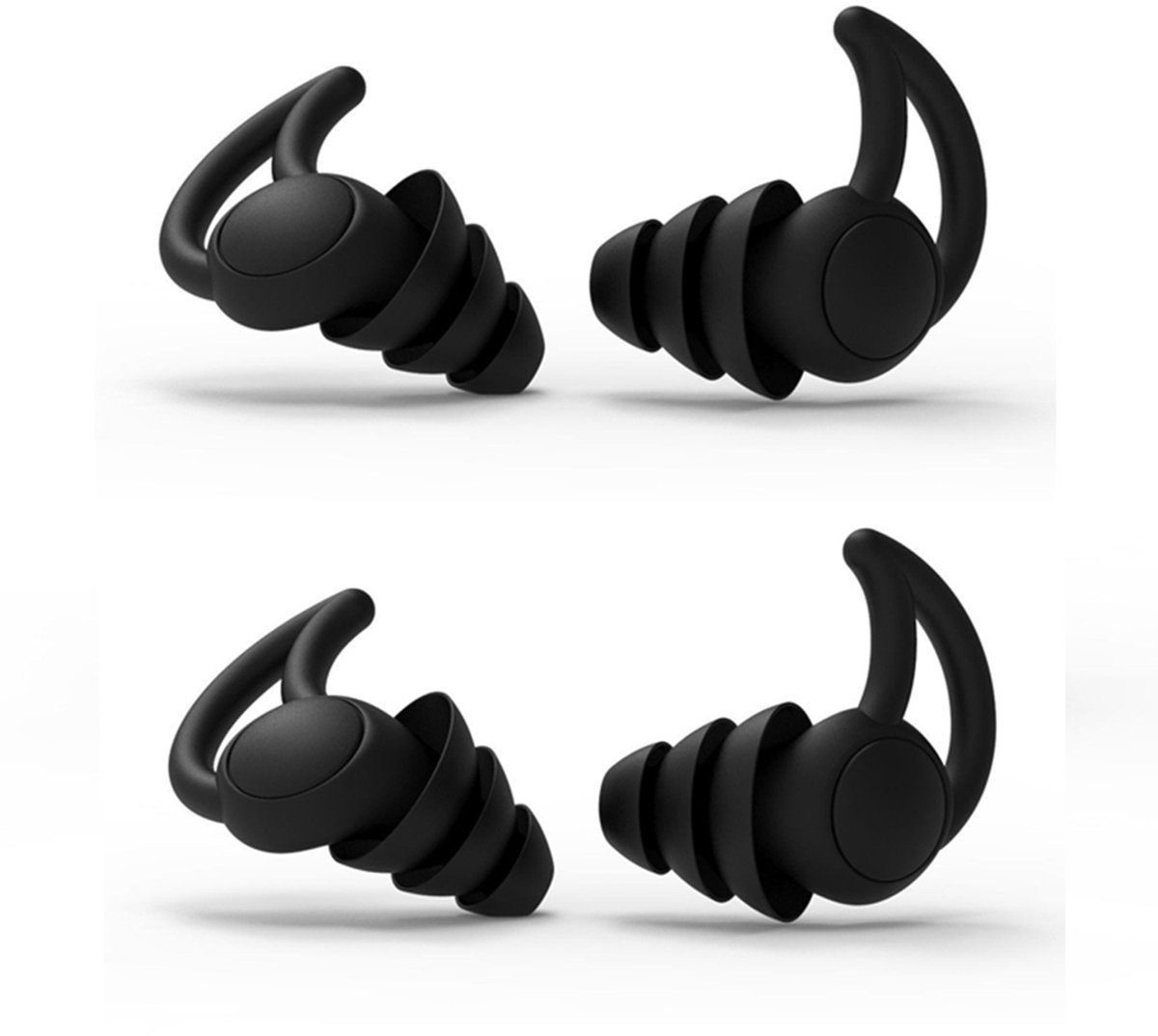 Aventrix Oordopjes Slapen – Siliconen Oordoppen 30-40dB – Geluidsdempende Earplugs voor zwemmen, Anti-Snurk, reizen & werken – Herbruikbaar – Zwart - 2 paar