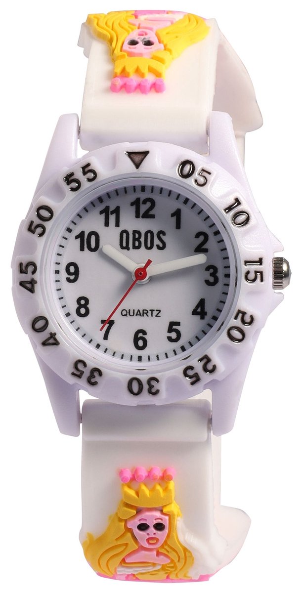 QBOS QBOS kinderhorloge van siliconen met prinsessenmotief, kunststof kast en -glas