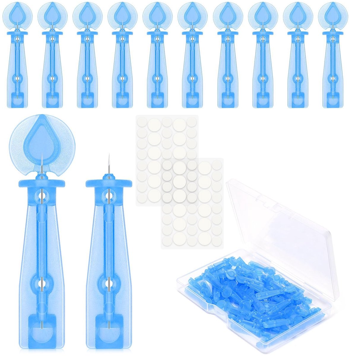 Professionele set van 50 wegwerp acne naalden en 72 witte pimple stickers voor het verwijderen van mee-eters en gesloten acne