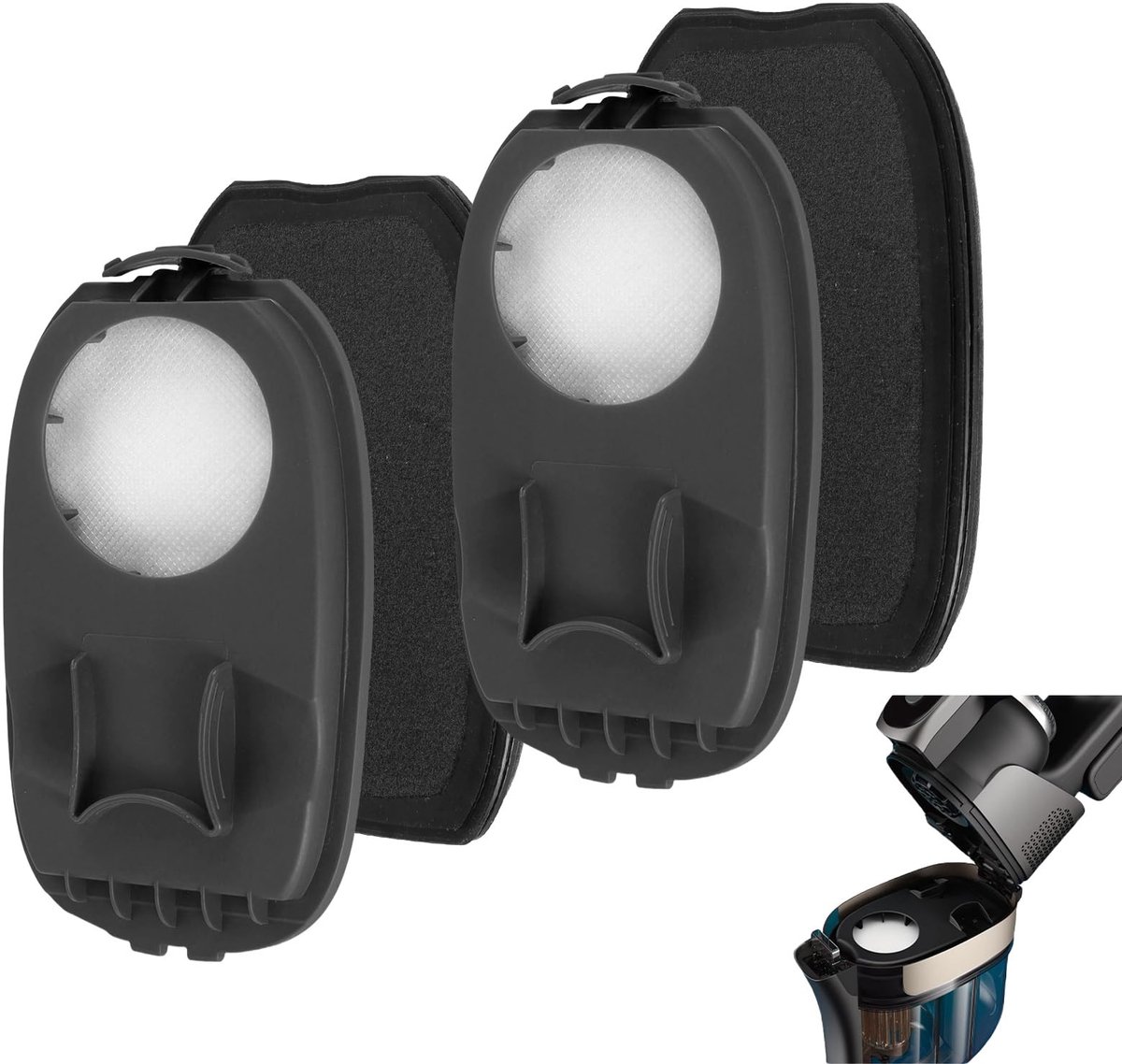 Allecto - Filter accessoires - Vervangingsfilter - Wasbaar - 2 pack - Stofzuiger onderdelen - Geschikt voor AquaTrio - Kleur zwart