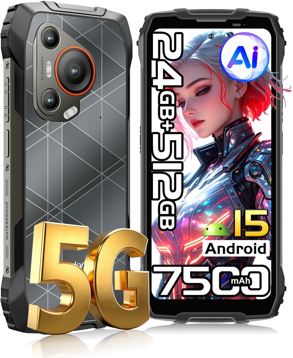 Blackview BL7000 - Smartphone 5G - 6.78 inch - Android 15 - 24GB RAM - 512GB ROM - 50MP Camera - 7500mAh - IP68 Waterdicht - NFC - OTG - GPS - FM - Zwart
