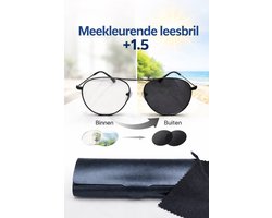 Unisex leesbril met meekleurende glazen +1,5 / photochromic reading glasses / sunreader 2405 / chameleon bril / fotochroome grijze lenzen +1.5 / bril met brillenkoker en microvezel doek / zonnebril / lunettes de soleil / Aland optiek