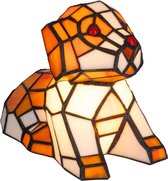 Tiffany tafellamp hond - Wit-oranje - L 25 cm - Glas in lood - Warm licht - Decoratieve figuurlamp | RORUVERA