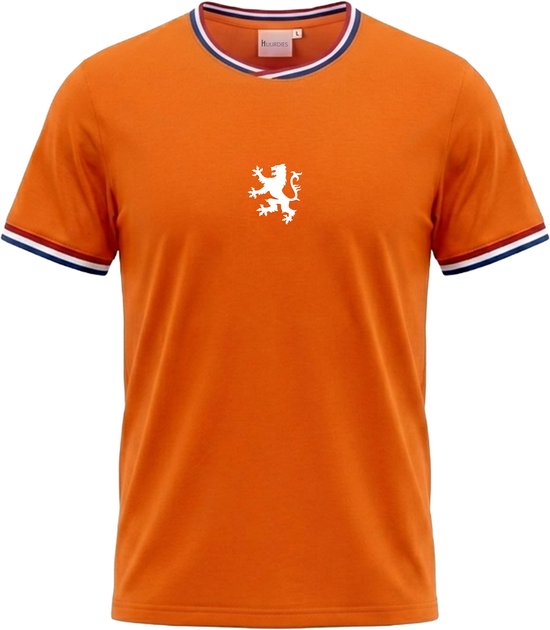 T-shirt Nederland - Supporter Shirt Holland voor Voetbal & Koningsdag - 95% Katoen - 5% Elastaan - Unisex Dames / Heren - Oranje - Maat XL