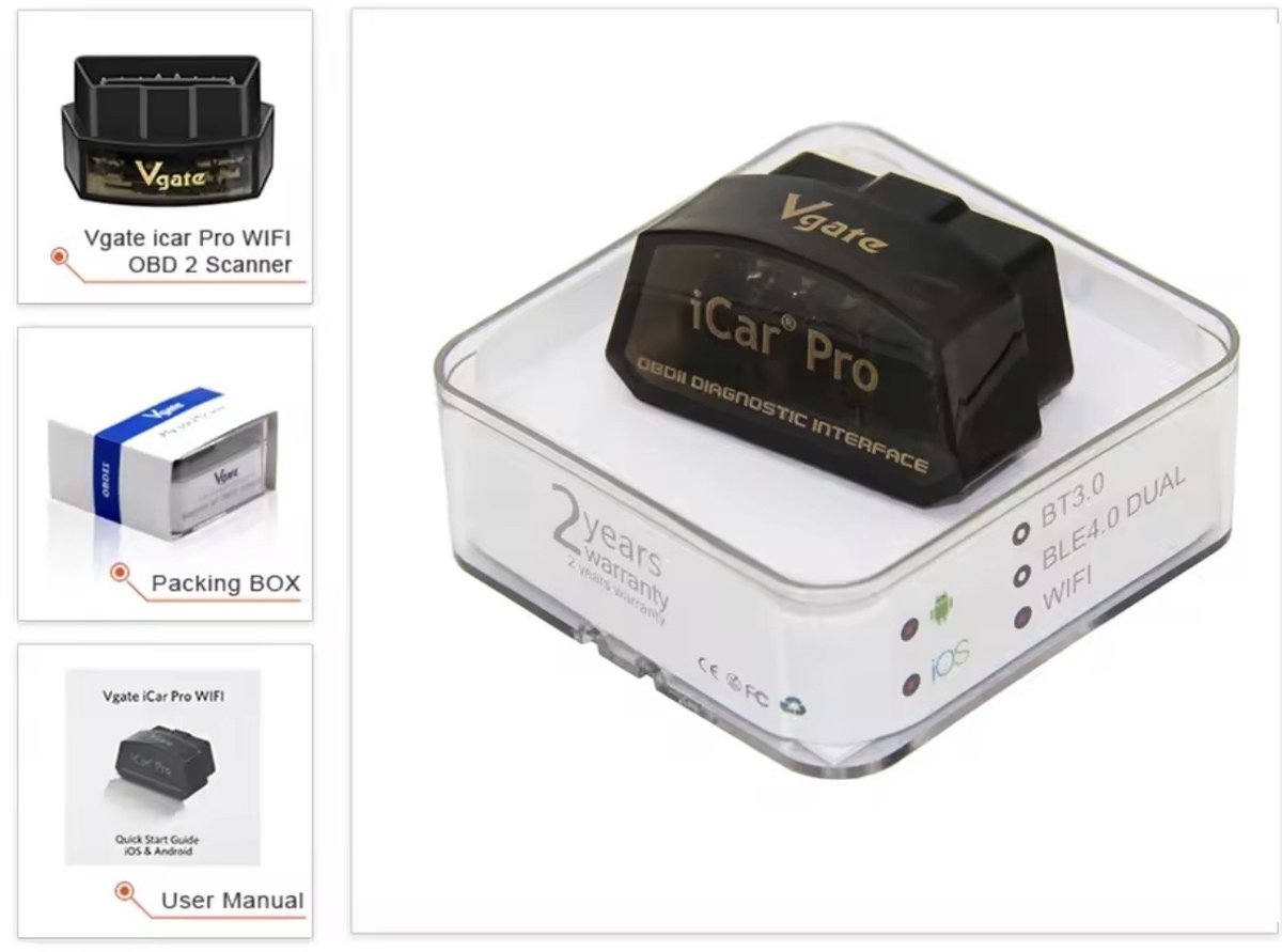 medj-Vgate iCar Pro ELM327 OBD2 WiFi Interface thumbnail 2