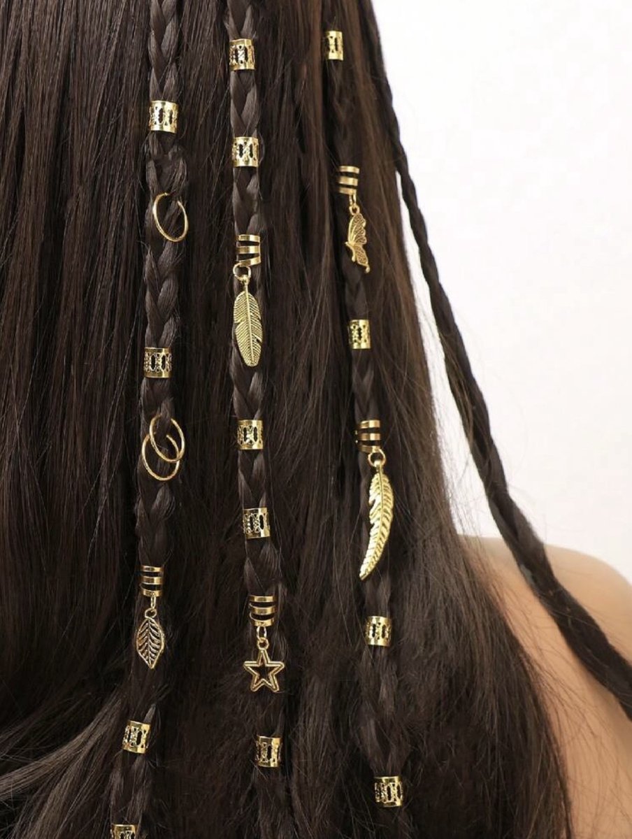 Haarringen - haarringen set - haarringetjes - haarbedels - haaringen haarbedels - Braid ringetjes - Haar vlecht ringen - Haar Kralen - Haarringen dreadlock kralen - Kraaltjes / Clips - Haar Accessoires Vrouwen - Vlecht accessoires - Hair Beads Gold