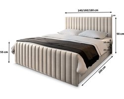 Boxspring ARION 160x200 cm met matras en topper, bedkasten - Bruin