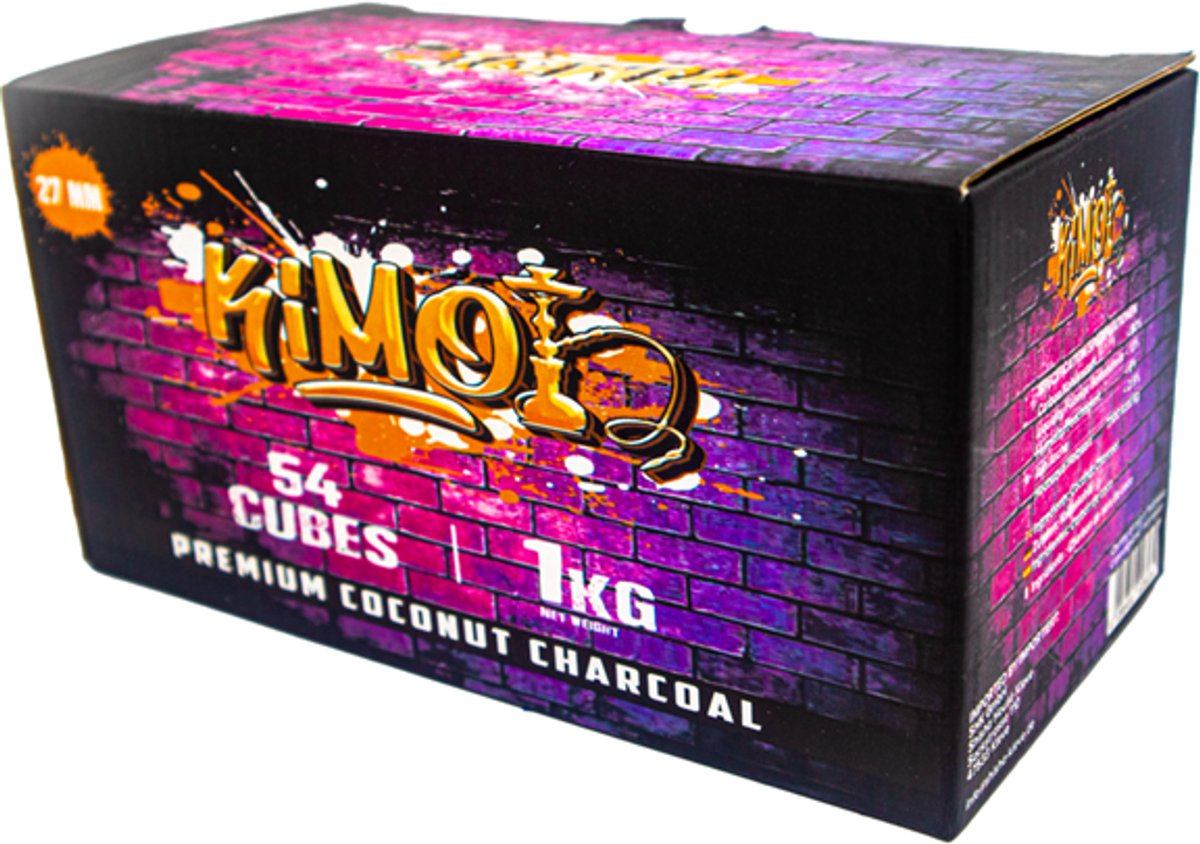kimo Coco kooltjes - Houtskool blokjes - 27mm - 54 blokjes - 1KG