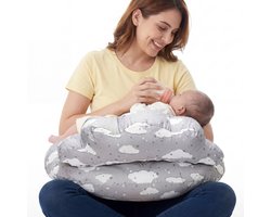 Evite Voedingskussen - Zwangerschapskussen - Met Afneembare Hoes - 3 in 1 - Cloud Grey