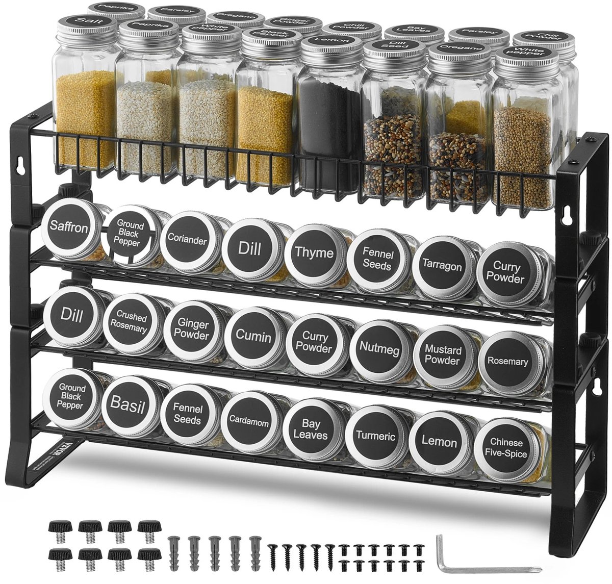 Genet7 Store - Kruidenpotjes - Kruidenrek - Stapelbare kruidenorganizer - Keukenopslag voor aanrecht - 4 laags