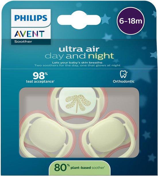 Philips Avent Ultra Air Day & Night Fopspeen - 80% plantaardig - 6-18 maanden - 3 stuks van Philips Avent — afbeelding 5