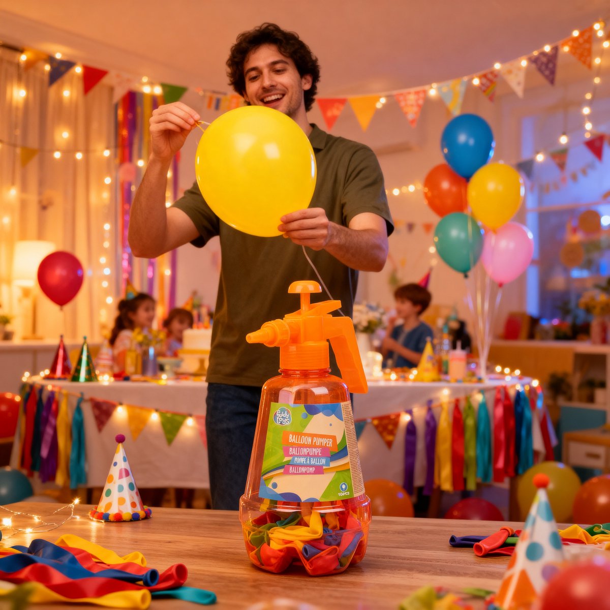 Eddy Toys Ballonnenpomp met 100 Ballonnen - Handpomp - Assorti - 1 Willekeurige Kleur — afbeelding 5