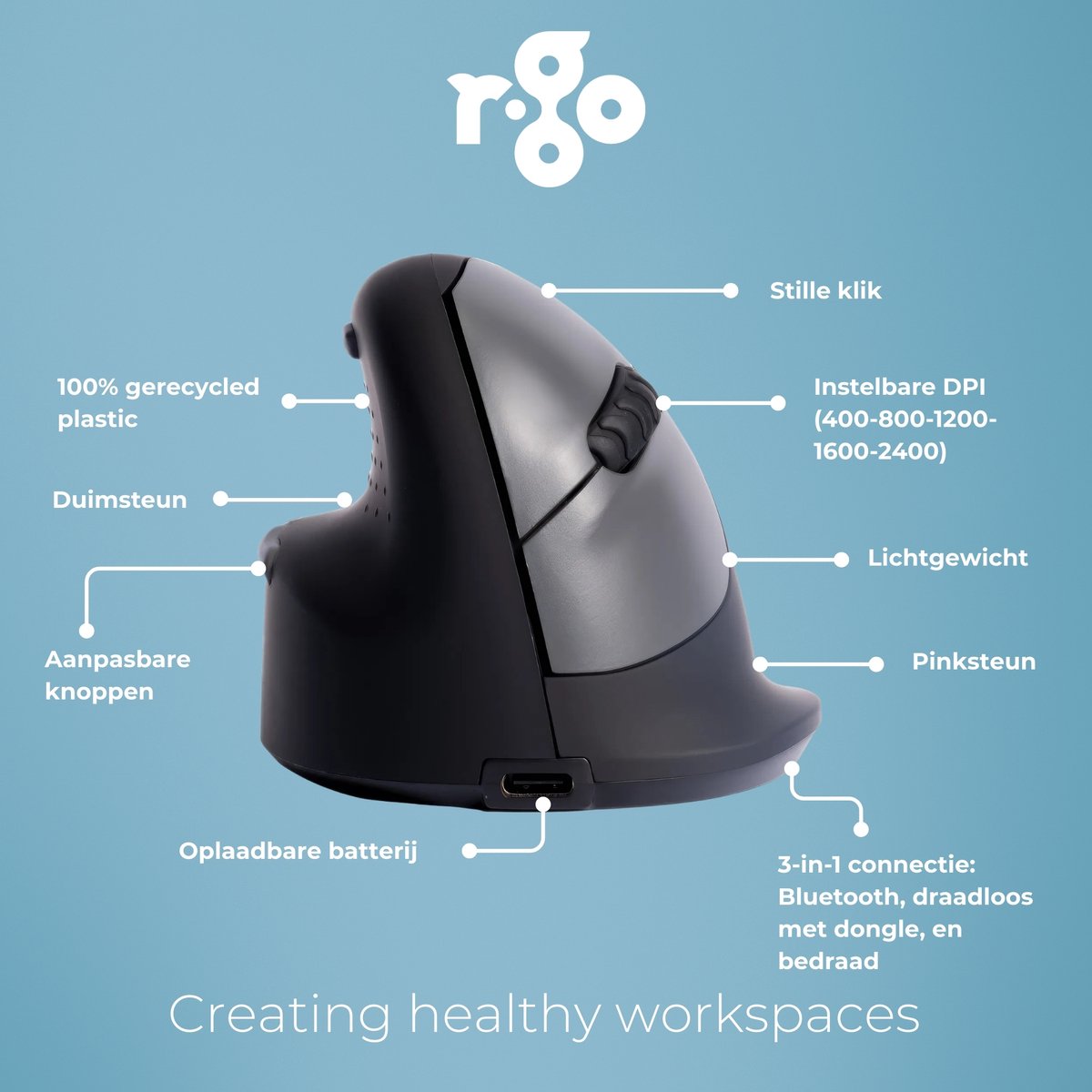 R-Go HE verticale muis: ergonomisch comfort voor linkshandigen thumbnail 8