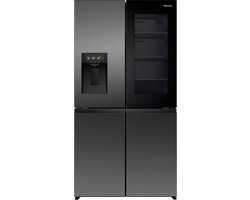 Hisense RQ600P7SKE - Amerikaanse koelkast - Energielabel E - PureView Door - 6,86" Intelligent Hub touchscreen display - Water- & ijsdispenser - Metal Tech Cooling - No Frost - Zwart - Multi-Air Flow - Super Cool - Fast Freeze - 37dB (A) - 615 Liter