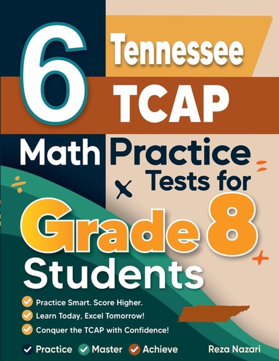 6 Tennessee TCAP Math Practice Tests for Grade 8 Students - cover