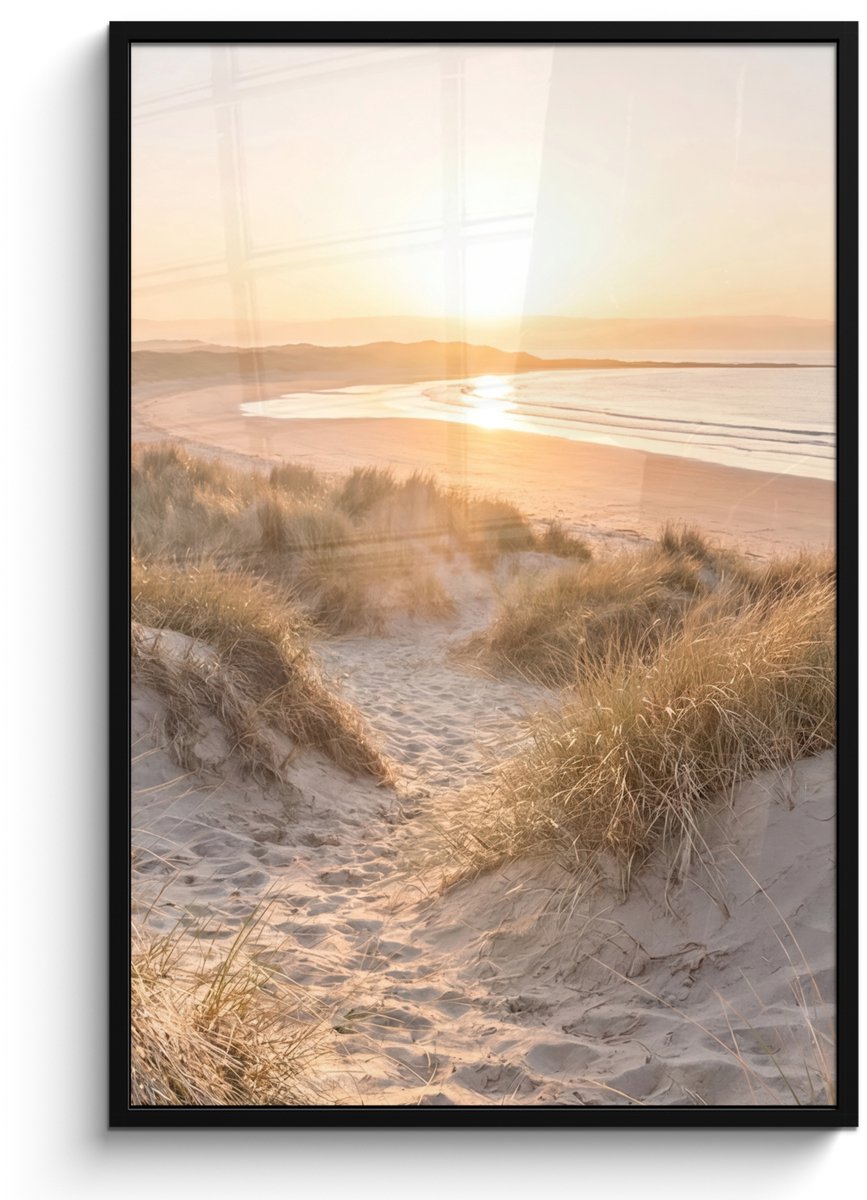 FrameYourWall Poster in lijst - Fotolijst 80x120 cm - Posters - Duinen - Strand - Zee - Posterlijst zwart - Decoratie - Wanddecoratie woonkamer - Muurdecoratie slaapkamer