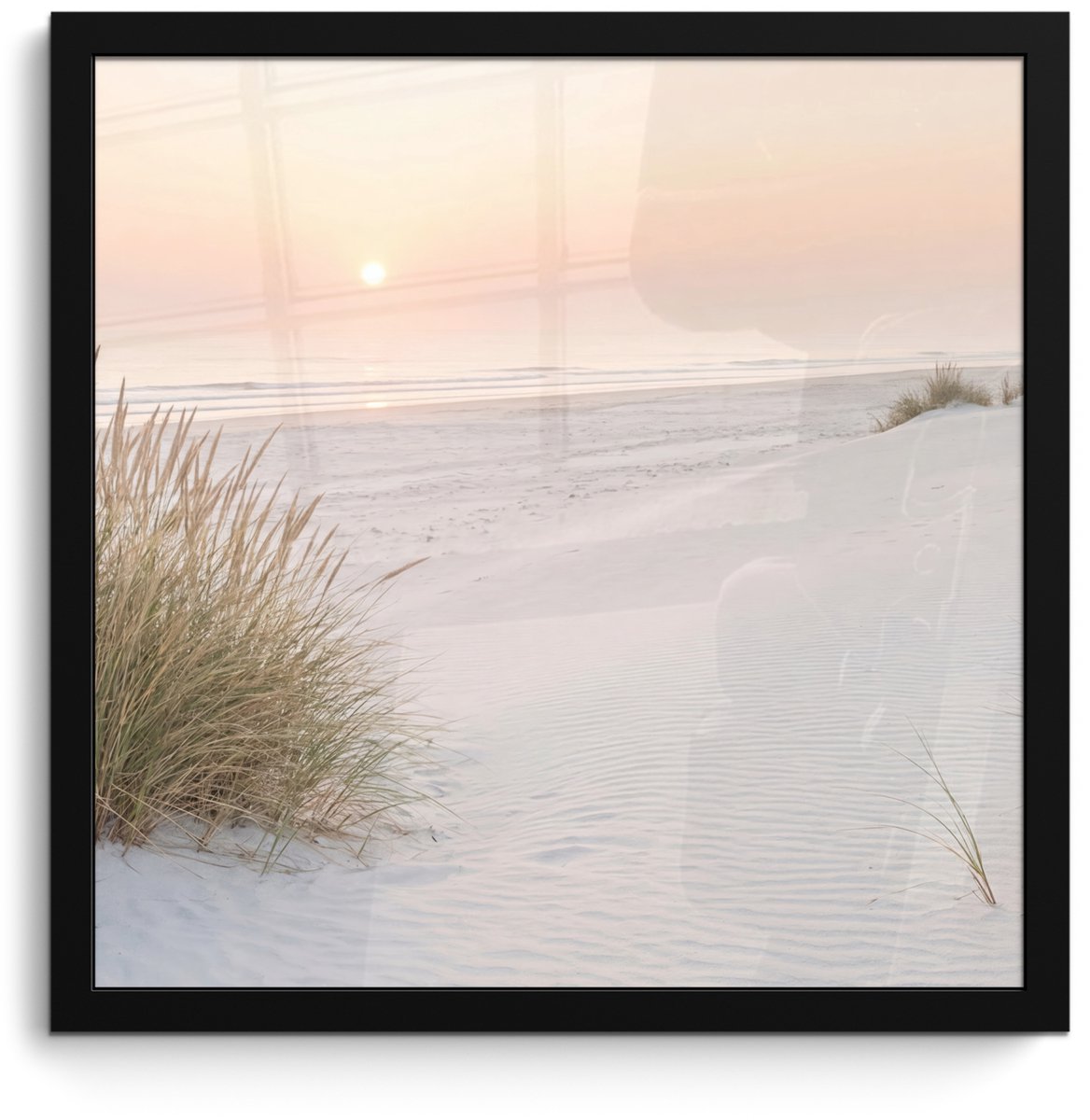 FrameYourWall Poster in lijst - Fotolijst 40x40 cm - Posters - Horizon - Duinlandschap - Zand - Posterlijst zwart - Decoratie - Wanddecoratie woonkamer - Muurdecoratie slaapkamer