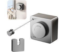 Luxe Uitschuifbare Waslijn - Onzichtbare Waslijn Uitschuifbaar - Modern Design - 4.2 Meter - Roestvrij & Weersbestendig - RVS Staaldraad - Retractable Drooglijn - Geschikt voor Binnen & Buiten - Belasting tot 18kg - Grijs