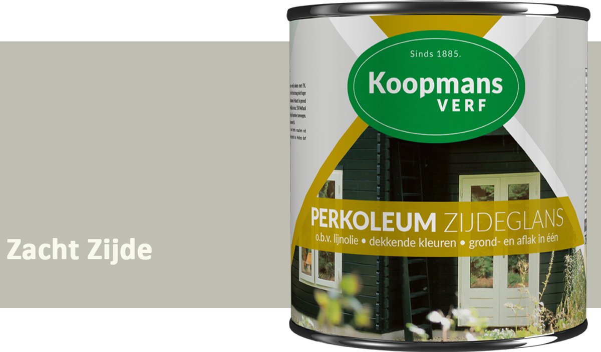 Koopmans Perkoleum Zijdeglans Dekkend – Houtverf Buiten – Dekkende Beits voor Schutting & Gevel – Elastisch & Weerbestendig – 750 ml – Zacht Zijde