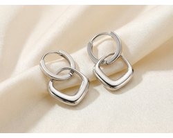 Lundholm Oorbellen Premium Stainless Steel luxe Oorbellen Zilverkleurig - Julia Serie - oorbellen dames zilver hangers - verjaardag cadeau cadeautje vrouw - Scandinavian Design - Zilveren Oorbellen