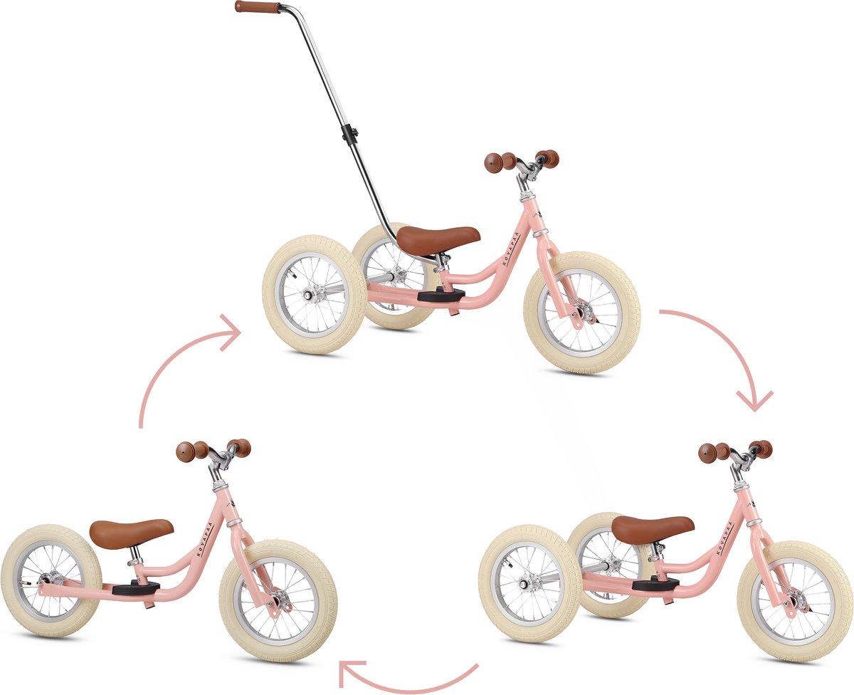 Køvapää Trike - 2 in 1 Loopfiets - 1.5 t/m 4 jaar - Met Naamsticker - 12 inch – Loopfiets - Roze — afbeelding 14