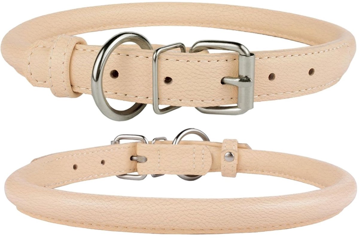 Halsband Hond Leer - Luxe Leren Halsband Hond - Honden Halsband - Hondenhalsband - Leren Honden Halsband - Leren Hondenhalsband - Sterke Halsband - Snelle Installatie - Leer - 38-45 cm - Beige - van Imperatoris