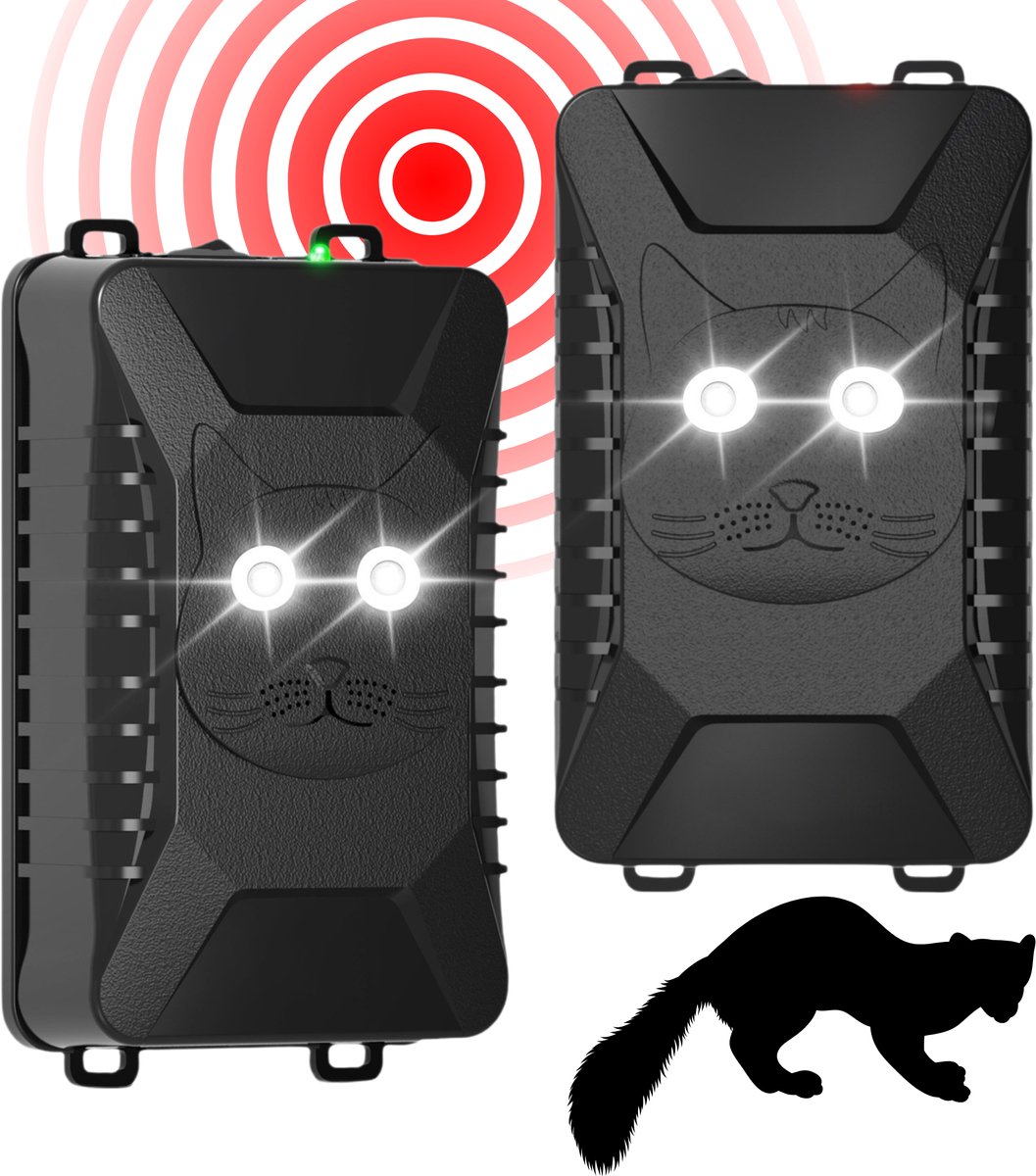 Caryota Marterverjager Auto 12V - 2 Stuks - Ultrasone Ongedierte Verjager - Batterij - Steenmarter - Muizenverjager - Ratten - Tuin - Huis - Auto