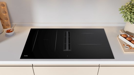 ETNA AKI883ZT - Kookplaat met geïntegreerde afzuiging - Zwart - 83 cm - Inductie - 4 zones - Automatische afzuiging - Light & Slide bediening -