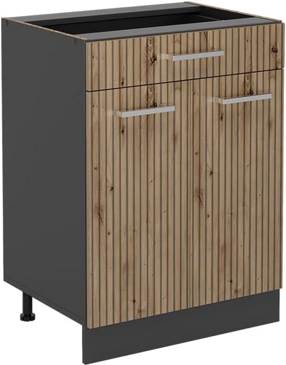 Keukenonderkast 60 cm met Lade - Modulair Keukenkastje in Artisanaal Eiken Optiek