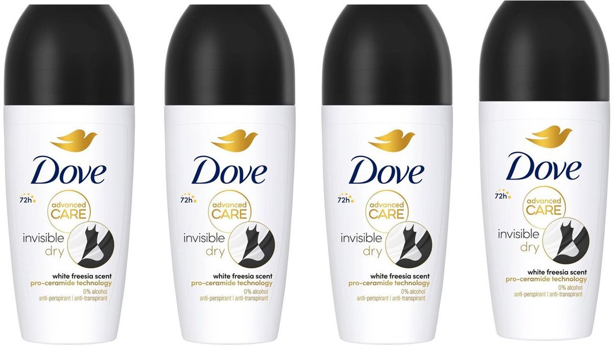 Dove - Deodorant - Roller - Invisible Dry - 50ml x 4