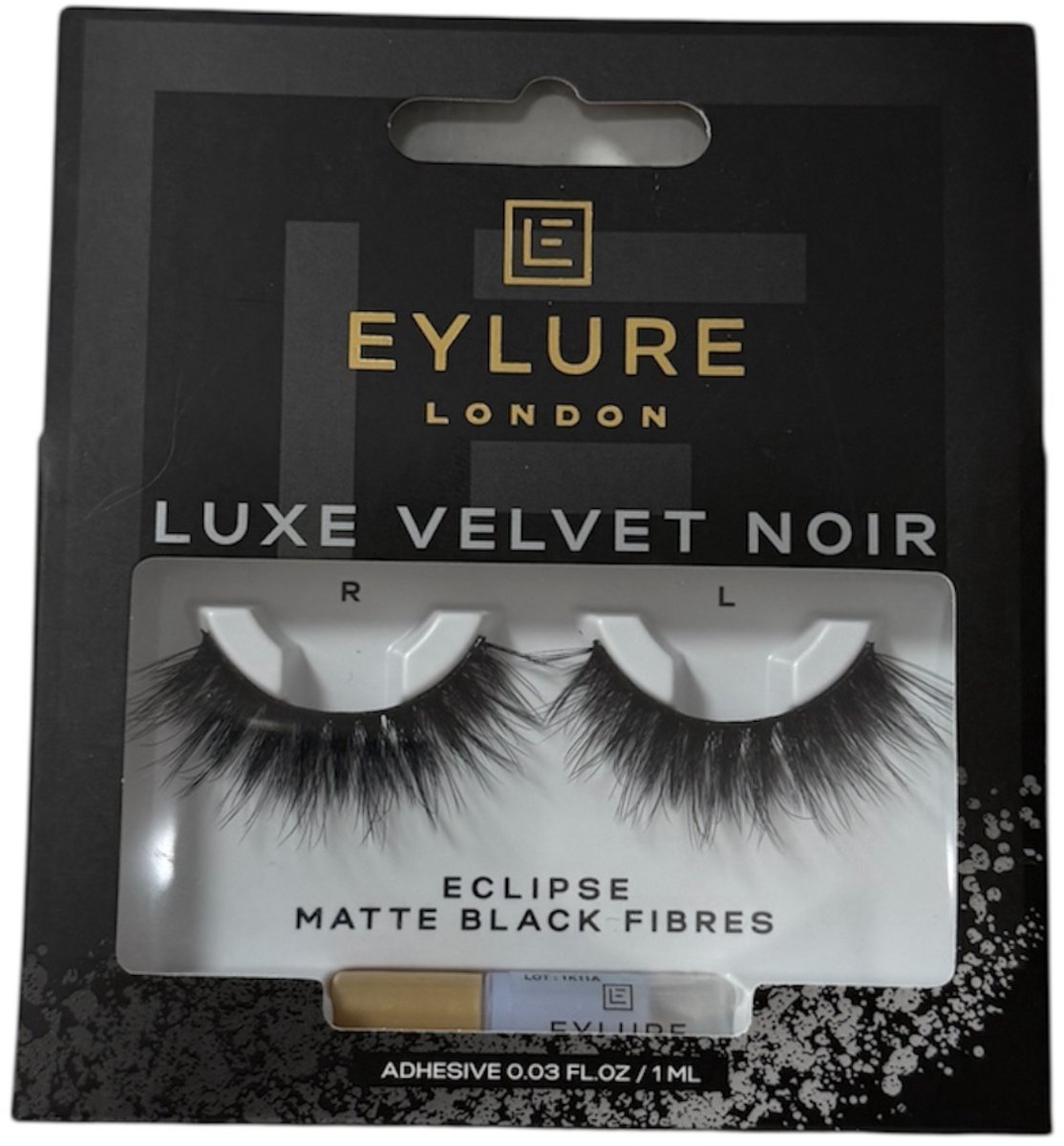 Eylure London wimpers Luxe Velvet Noir eclipse Matte Black Fibres + lijm