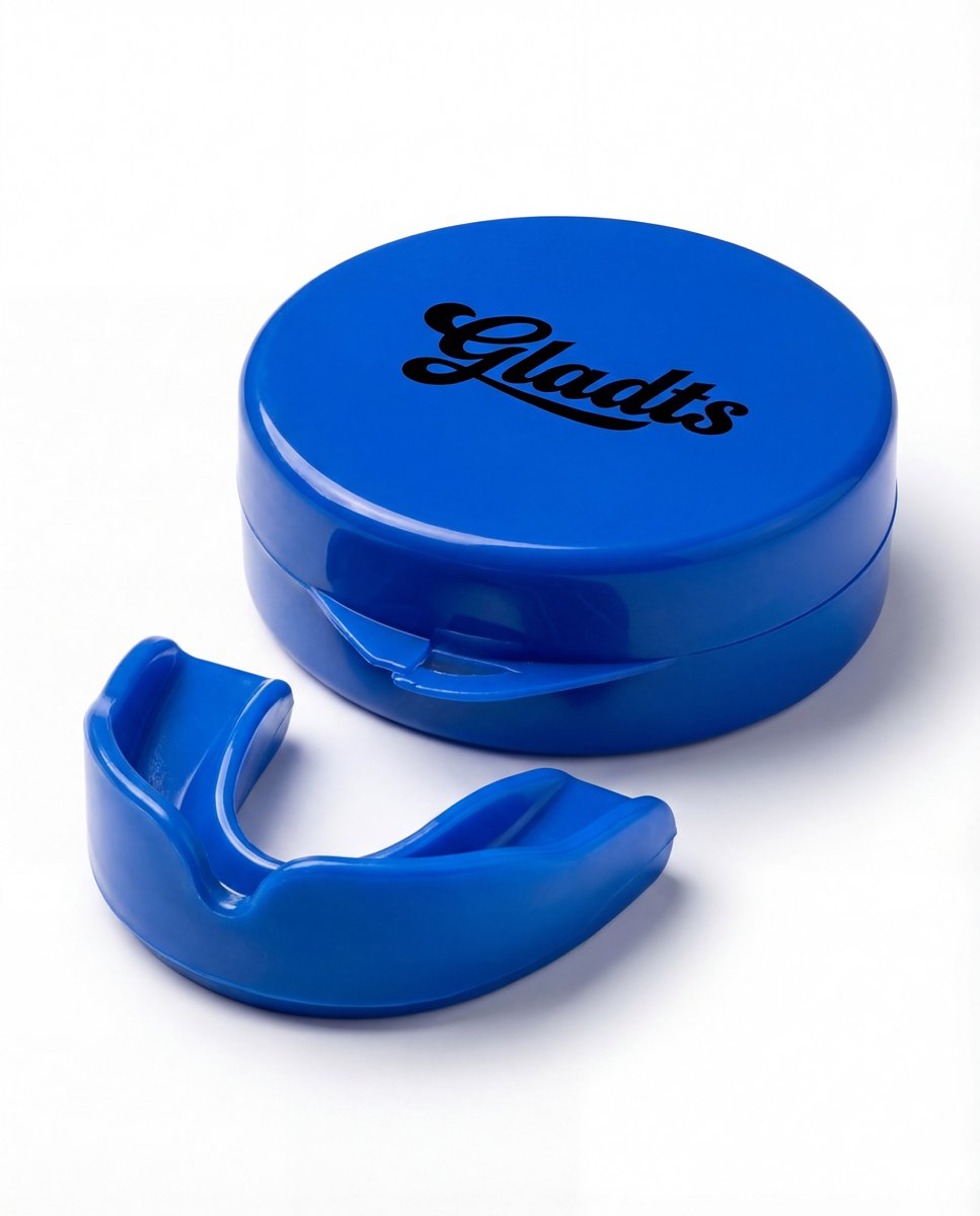 Gladts gebitsbeschermer - Blauw - Volwassenen - Senior - Gebitsprotecties - Makkelijk te vormen - Tandenknarsen - Bitje Vechtsport - Gebitsbeschermer - Mouthgard - Anti Snurk - Knarsbitje - Gebitsbeschermer Vechtsport - Tandenknarsen bitje