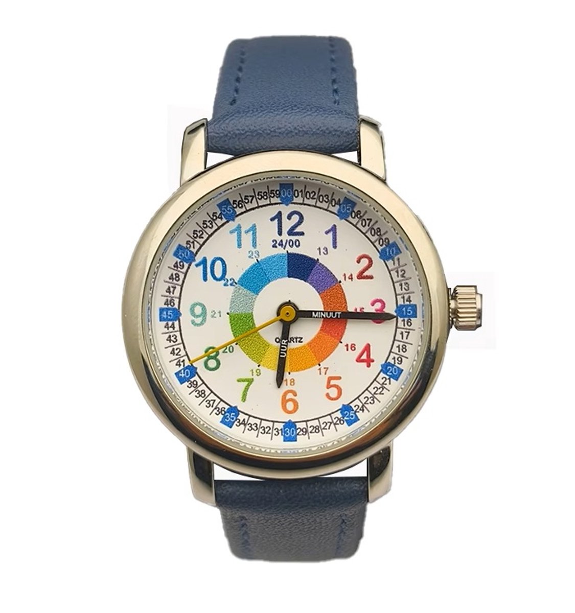 Kinderhorloge - Horloge Kind - Regenboog - Leren Klokkijken - Blauw