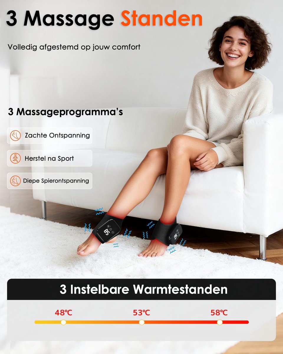 Vesfy Voetmassage Apparaat met Warmte & Vibratie - Voet & Enkel Massager - 3 Massage Standen - 3 Warmtestanden - Oplaadbaar - Tegen Vermoeide Voeten thumbnail 2