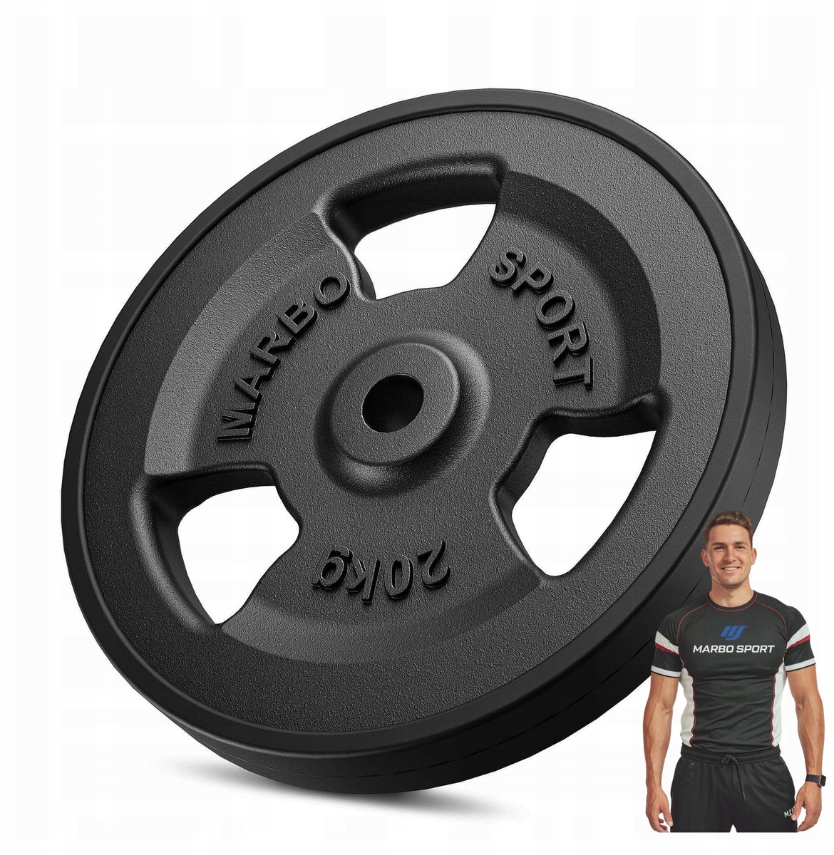 Marbo Sport - Halterschijf - Weight Plate gecoat - 20 kg - Gietijzer - Boring 31 mm - Voor krachttraining en thuisgym en Home Gym - Zwart