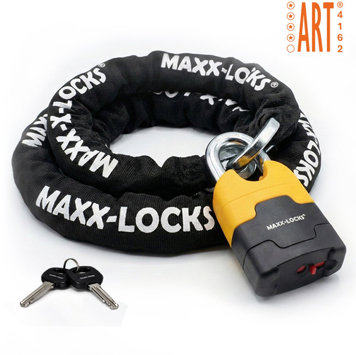Maxx-Locks Ohura ART 4 Motorslot / Scooterslot - Kettingslot met 12 mm Dikke Schakels - Art Gekeurd Slot voor Motor en Scooter & Brommer - 180 cm