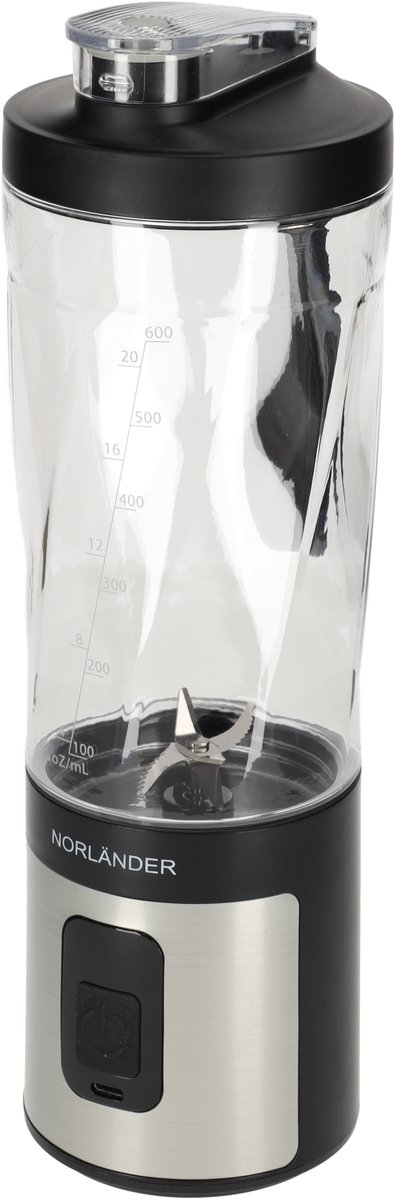 NORLÄNDER On The Go Blender Zwart – Draagbare Smoothie Blender voor Thuis, Kantoor en Sport