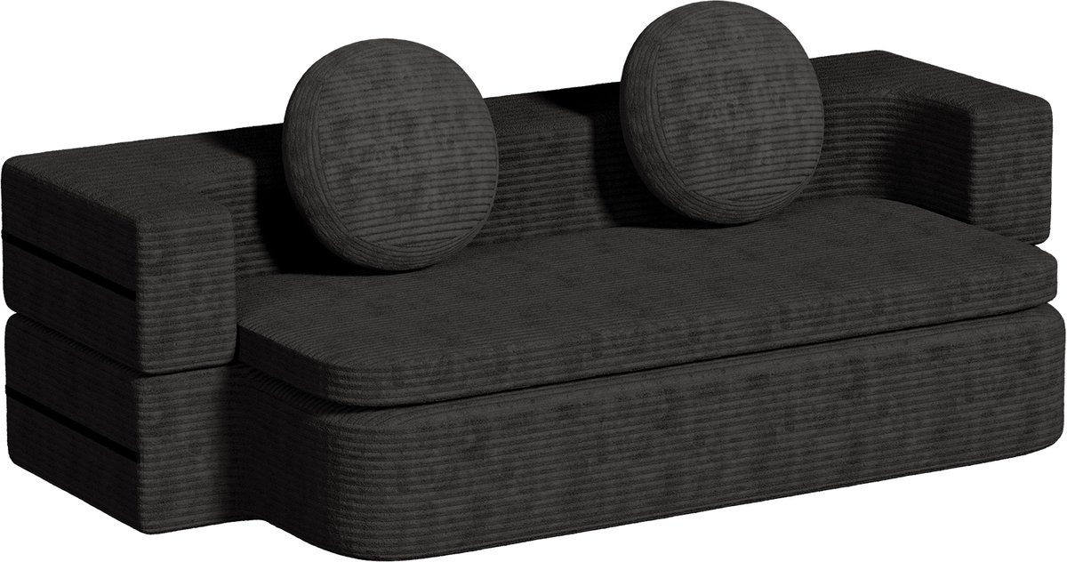 Fukstern Slaapbank - 2-in-1 Multifunctionele bank - 2-zits Opklapbare bank - Comfortabele Fluwelen Bank - Met kussens - Geschikt voor kleine appartementen - Donkergrijs