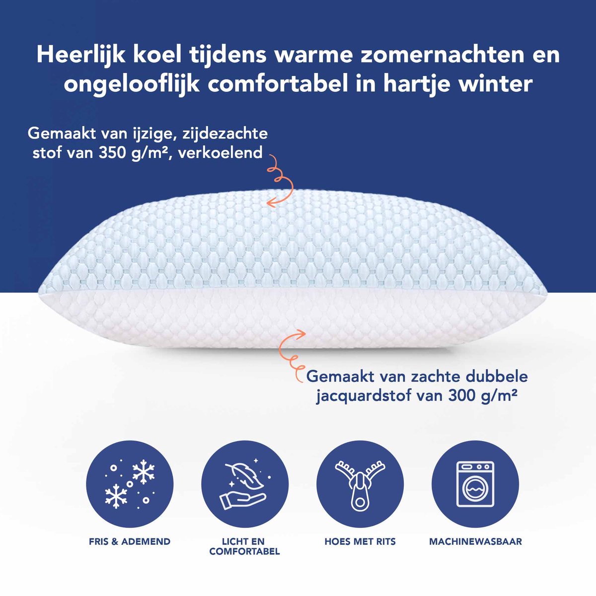 Wolkenkussen 80x80 cm Premium Traagschuim Kussen - Ergonomisch - Verstelbaar - Hoogwaardig - Ademend - Ondersteunt Hoofd en Nek