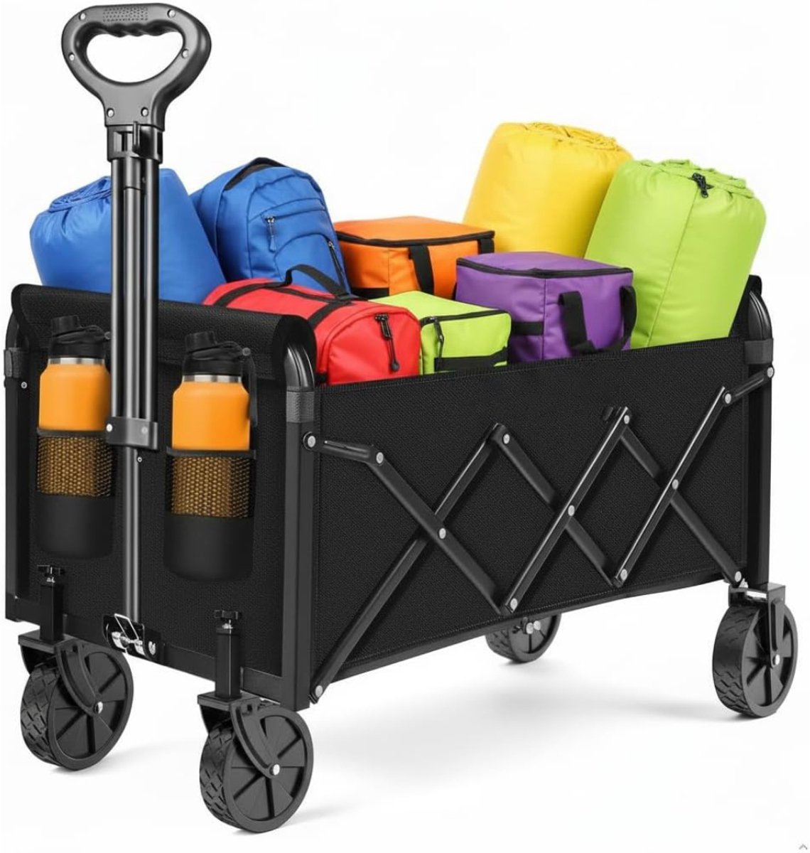 TopChoice® Bolderkar Opvouwbaar - Strandkar - Trekkar - 75x44x95cm - Zwart